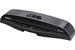Fellowes Calibre A3 Laminator Machine for Small Office Use - 1 Minute Warm Up Time with Auto Shut Off and Sleep Mode Feature – 80-125 Micron – 10 A4 Laminating Pouch Starter Pack Included - Black