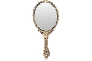 DEZP DEZ 1 PCS handspiegel mit Griff handspiegel mit vergrößerung Hand Mirror Hand Spiegel handspiegel Kinder handspiegel Vintage schmink Spiegel handspiegel Retro（Bronze）