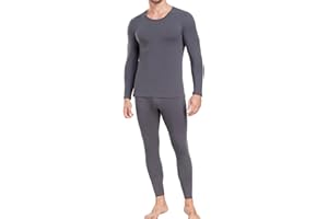 wirarpa Men's Thermal Underwear Set Cotton Warm Base Layer Lightweight Long Sleeve Top & Pyjama Bottoms