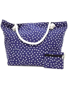 Damen Strandtasche groß XXL Shopper mit Reißverschluss + GRATIS Geldbörse, Verschiedene Modelle und Farben