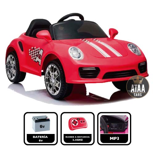 ATAA CARS Booster 6V Macchina elettrica per Bambini Telecomando- Economico - Rood