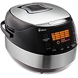MeyKey Multikocher für Gesundes Kochen, Edelstahl Reiskocher und Dampfkochtopf, Digital Slow Cooker, 860W, Schwarz