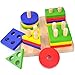 Fajiabao Birthday Gifts for Toddle Babies Colorful Wooden Blocks Shape and Colour Stacker Sorter Sorting Early Learning Activity Toys