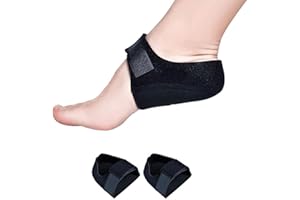 PSOWQ 1 par de Copas para Fascitis Plantar, Almohadillas para el talón para aliviar la Fascitis Plantar, Protector del talón, Almohadillas Ajustables para aliviar el Dolor del talón,L41-45 - Negro