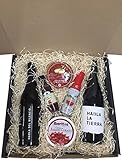  Cesta regalo gourmet con vinos Habla de la Tierra y Habla del Silencio, Cremosito del Zujar, crema jamón curado, vinagre frambuesa y aceite con licopeno