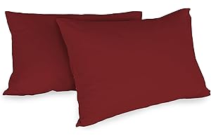 Zer0bed, Coppia Di Federe In Cotone 52x80 CM, Sangria, Set Di 2, Tinta Unita, 100% Cotone, Cuscino Letto, Chiusura A Busta