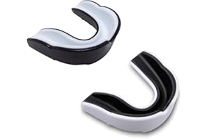 iLamvie Lot de 2 Protege Dents Boxe pour Adultes,Pour boxe, arts martiaux, hockey, football, rugby, Protège-Dents Sport avec Boîte Portable(Noir,Blanc)
