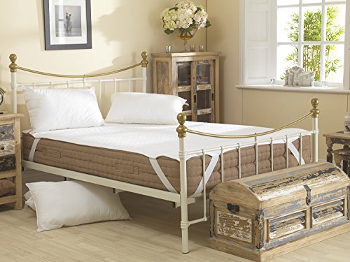 Premium Collection – 300 gsm Natürliche Baumwolle Satin Streifen Matratzenschoner, King Size