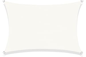 SUNNY GUARD Toldo Vela de Sombra Rectangular 3.5x5m HDPE Transpirable protección UV para Patio,Jardín, Exteriores, Terraza, Color Crema