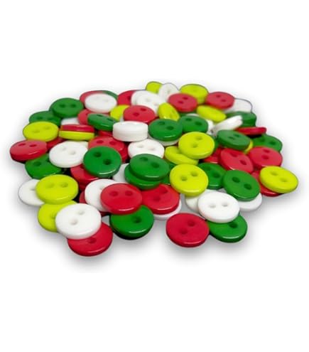 Tiny Red And Green Buttons - Lovely Coloured Buttons Mix Weights - Bags Various Sizes And Colours
