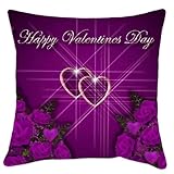 E-Tailor Heart Theme Printed Soft Polyester Multicolor Throw Pillow with Filler for Valentine Gift, Size-16x16 Inches Set of 1 Pcs