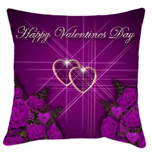 E-Tailor Heart Theme Printed Soft Polyester Multicolor Throw Pillow with Filler for Valentine Gift, Size-16x16 Inches Set of 1 Pcs