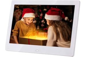 YUZEU Marco de Fotos Digital de 10 Pulgadas, Pantalla IPS de 1024x600, Compatible con MP3, MP4, USB, SD/MMC, 720P/1080P Video/música/Imagen reproducción multimodo, Calendario/Reloj Marco de Fotos Digital