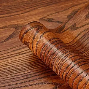 HOMEMATES Self Adhesive Wallpaper Waterproof Old Furniture Vinyl Stickers Wooden Door Wardrobe Desktop PVC Wall Papers (12 x 120 INCHES-Topical Walnut Brown)
