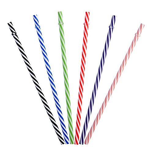 Dakoufish 12 Stück 9 Zoll wiederverwendbare Plastik Dick Trink Strohhalme BPA Free Mason Jar Strohhalme Klein Stripe Stroh (DDS004-mischen Farbe) - 2