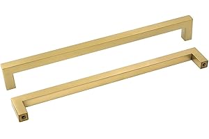 goldenwarm LSJ12GD320 - 10 maniglie per mobili da cucina, per armadi, armadi da cucina, distanza tra i fori 320 mm, acciaio inox, ottone