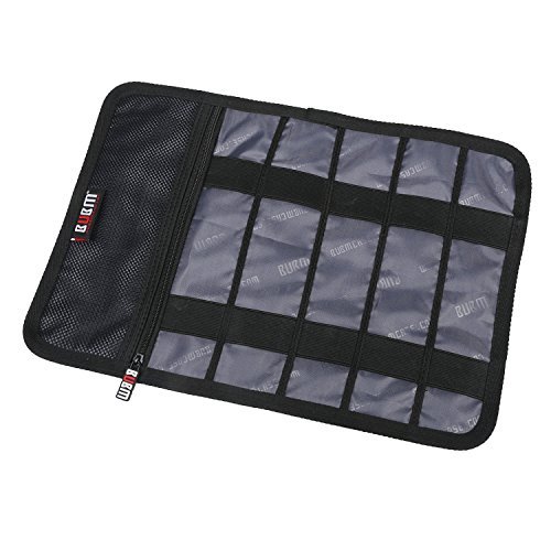 BUBM Große gerollte Reisetasche Beutel mit Flächern Organiser Management für Kabel, Karte und USB Laufwerk, Schwarz - 5