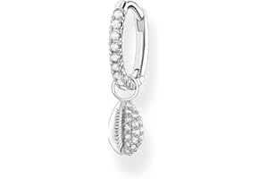 Thomas Sabo Damen Single-Creole aus 925er Sterling-Silber im Muschel-Design mit Zirkonia, Höhe: 19mm, CR697-051-14