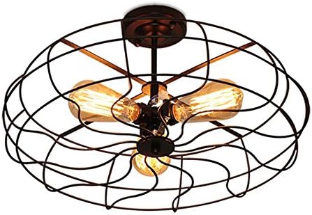 AIKE Ceiling Light LED Loft personality Bedroom Living Room Dining Room Balcony Light Iron Fan E27 Lighting Home Decor Black Diameter 17.72 in * High 11.02 in [Energy class A +]