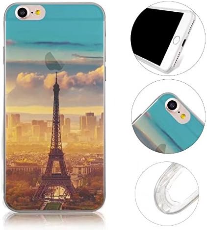 iPhone 8 Case, MingKun Ultra Thin Soft Gel TPU Silicone Landscape Case Cover for iPhone 7/ iPhone 8 Cover Crystal Clear Pattern Transparent Protective Back Skin - Eiffel Tower