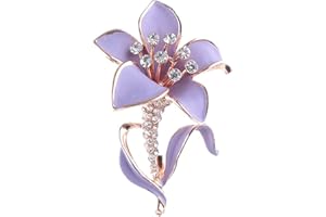 Kofot Purple Flower Enamel Pin Crystal Rhinestone Flower Brooch Women Wedding Party Casual Brooch Pins Jewelry Gifts