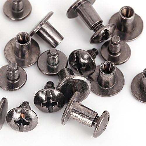 Round Flat Studs and Spikes Metal ScrewBack For Leathercraft Punk DIY - Black, 8mm x 7mm, 50 PCS By eART by eART