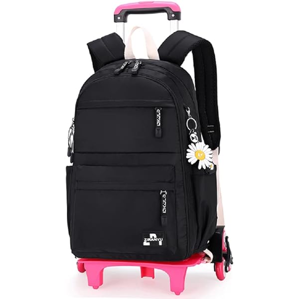 Tanou Schoolrugzak, trolley voor meisjes, 30 liter rugzak, tieners met wielen, afneembare trolley schooltas meisjes voor basisschool middelbare school casual tas met 6 wielen, Bruin, M