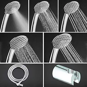 ALTON SHR20765 ABS 5-Function Hand Shower with 1.5 Meter Flexible Tube and Wall Hook, Chrome Finish