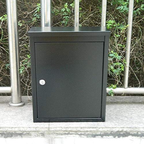 Preisvergleich Produktbild HYLH An der Wand befestigter Briefkasten, Briefkasten, Gartentür, abschließbarer wetterfester äußerer Briefkasten (Farbe: Schwarz)