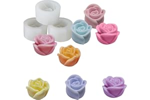 JDH SILICONE 3 Stück Rosen-Kerzenformen, 3D-Rosenblumen-Seifenformen-Set für Kuchendekoration, Valentinstagsgeschenke, Seifenformen für die Herstellung von handgefertigten Schokolade, Polymer-Ton, Gummipaste-Set