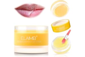 YUNY Lippen-Schlafmaske,mit Lippenpeeling,Peeling und Feuchtigkeitscreme,Doppeleffekt,Lippenmaske über Nacht für trockene Lippen,(Orange)