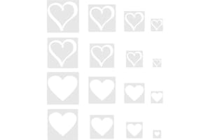 Bekecidi 16 Piezas Plantilla de Corazón, Plantilla de Plantillas de Pintura, Plantillas en Forma de Corazón PET, Plantillas de Pared para Manualidades DIY Dibujo Decoración del Hogar (Corazón）
