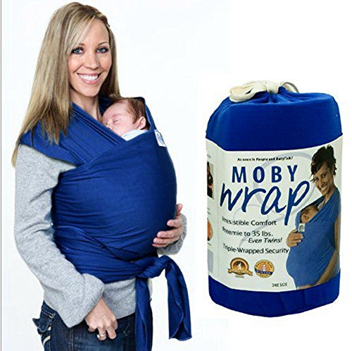 Baby Sling Carrier Natural Cotton Nursing Baby Wrap Suitable for Newborns to 44 lbs Baby Holder Soft Safe , color blue