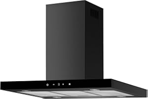 Respekta Cara Inselhaube/Dunstanzugshaube in Schwarz-Matt mit Glasfront/Haube 90 cm / 9 Leistungsstufen/Touch Control / CH44199GISS-20 / A+