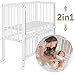 Produktbild Fillikid Babybett Vario 2in1 - Beistellbett & Stubenwagen - auch für Boxspringbetten/höhenverstellbar, mit Rollen / 90 x 40 cm/Massivholz Buche - Weiß