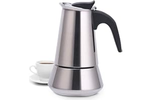 Dekohome Cafetera Italiana 12 Tazas de Acero Inoxidable, Mango Anti Quemaduras y Sistema Antigoteo, Cafetera Inducción Apto para Vitrocerámica y Gas, Café Expresso para uso Domestico y Oficina