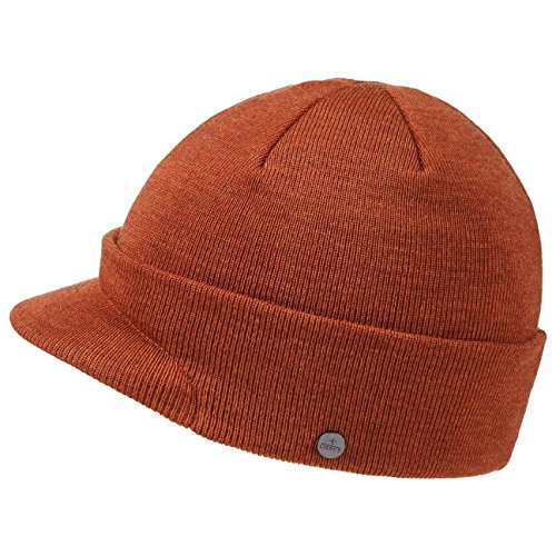 Lierys Gorra de Punto Fine Merino Mujer/Hombre - Gorro Hombre con Visera Casual Vuelta, Visera, Vuelta otoño/Invierno - Talla única óxido