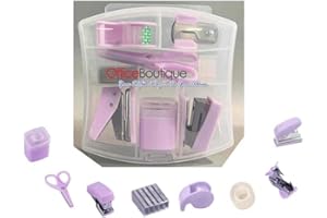 OFFICE BOUTIQUE Mini Stationery Set, Macaron Lilac Colour, Handy for School, Office or at Home, Comes in a Handy Storage Box