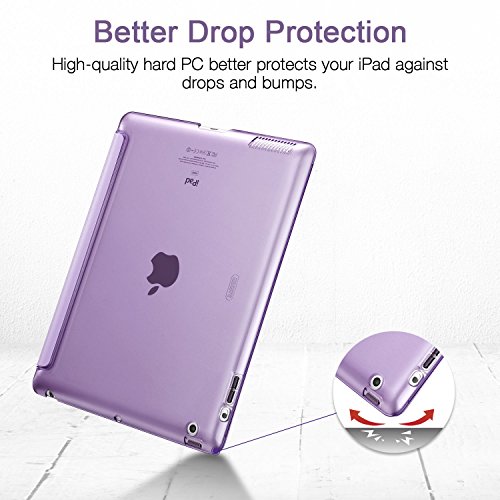 iPad 2 / 3/ 4 Hülle, ESR® Yippee Series Auto Aufwachen/Schlaf Funktion Wickelfalz PU Ledertasche mit Durchschaubar Rückseite Schutzhülle für iPad 2 3 4 (Lila) - 9