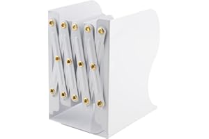 Zosenyer Cale Livre, Serre-Livres Rétractable, Cale Livre Etagere en Métal Réglable Peut Salle D'étude Décorative Chambre à Coucher Bureau (Blanc)