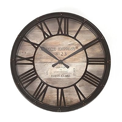 Atmosphera Horloge pendule murale style vintage - diamètre 39 cm - Coloris marron cuivré effet vieilli