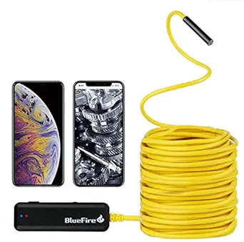 BlueFire Semi-Rigid Flexible Wireless Endoscope IP67 Waterproof WiFi Borescope 2 MP HD Resolutions Inspection Camera Snake Camera for Android and iOS Smartphone, iPhone, Samsung, iPad, Tablet (33FT)