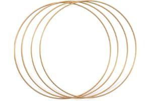 Vaessen Creative Cercle en Métal Ø 20 cm x 3 mm - Cerceau Doré Antique pour Attrape-Rêve, Broderie, Décoration, Art Mural, Macramé et DIY - 4 Pièces