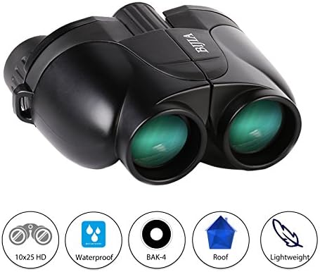 Fiturbo x Bijia F1025 Portable BAK4 Roof Prism Compact Design Waterproof 10x25 Binoculars with Carry Case for Hunting, Bird Watching, Wildlife Observing, Sporting Events, Hiking, Concerts and Travel