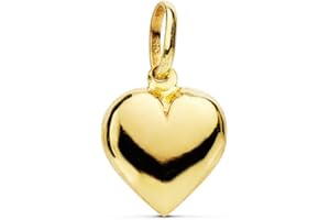 Alda Joyeros Colgante corazón Oro Amarillo 18 ktes - San Valentín 9 mm (pequeño)