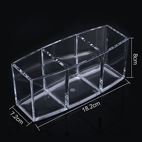 Acryl Kosmetik Aufbewahrung Organizer, 3 Facher Make-up Pinsel Ständer Schminkaufbewahrung Make Up Etui Box mit großer Kapazität für Make-up Pinseln Lippenstift Schmink Tools, 18.2 * 7.2 * 8cm - 3