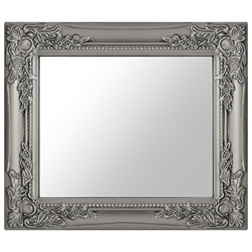 Wandspiegel mit Verzierungen im Barock-Stil 32x27cm Silber Hängespiegel Flurspiegel Frisierspiegel - 2