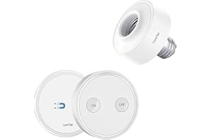 LoraTap Kit Interrupteur Sans Fil, E27 Douille, Récepteur Contrôle 30W, Portée 200M, Culot E27 Emetteur, 10 ans Autonomie, Commande à Distance Télécommande ON/OFF Pour Lampe Ampoule LED