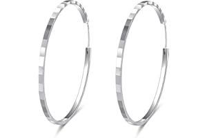 Cangall Kolczyki kreolskie, srebro próby 925, duże, srebro wysokiej próby 925, kolczyki kreolskie, średnica 40/50/60 mm, kolczyki kreole, kreolki, hipoalergiczne, okrągłe, okrągłe, srebro próby 925,