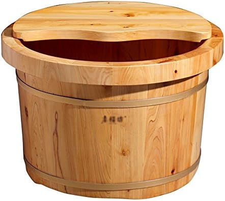 Foot tub 25cm high solid wood double sided cover massage bucket    Home Foot Spa Beauty Foot Bath Footbath